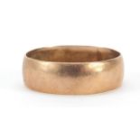 9ct rose gold wedding band, size O, 1.4g