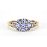 9ct gold tanzanite and diamond ring, size V, 2.7g