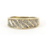 9ct gold diamond half eternity ring, size N, 3.0g