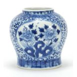 Chinese blue and white porcelain vase hand painted with flowers, six figure character marks to the