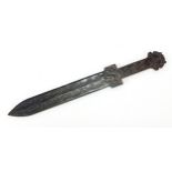 Chinese Islamic carved hardstone short sword, 36cm in length