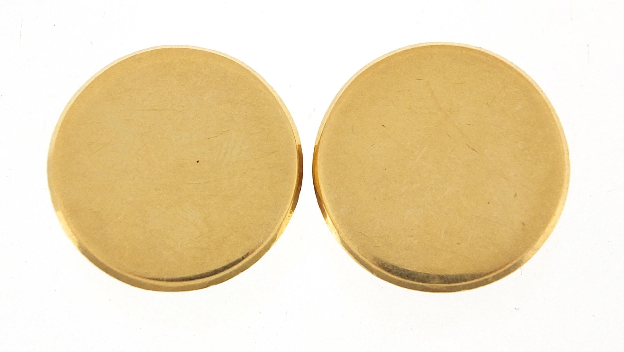 Pair of 18ct gold studs, 2.2cm in diameter, 18.3g - Image 2 of 5