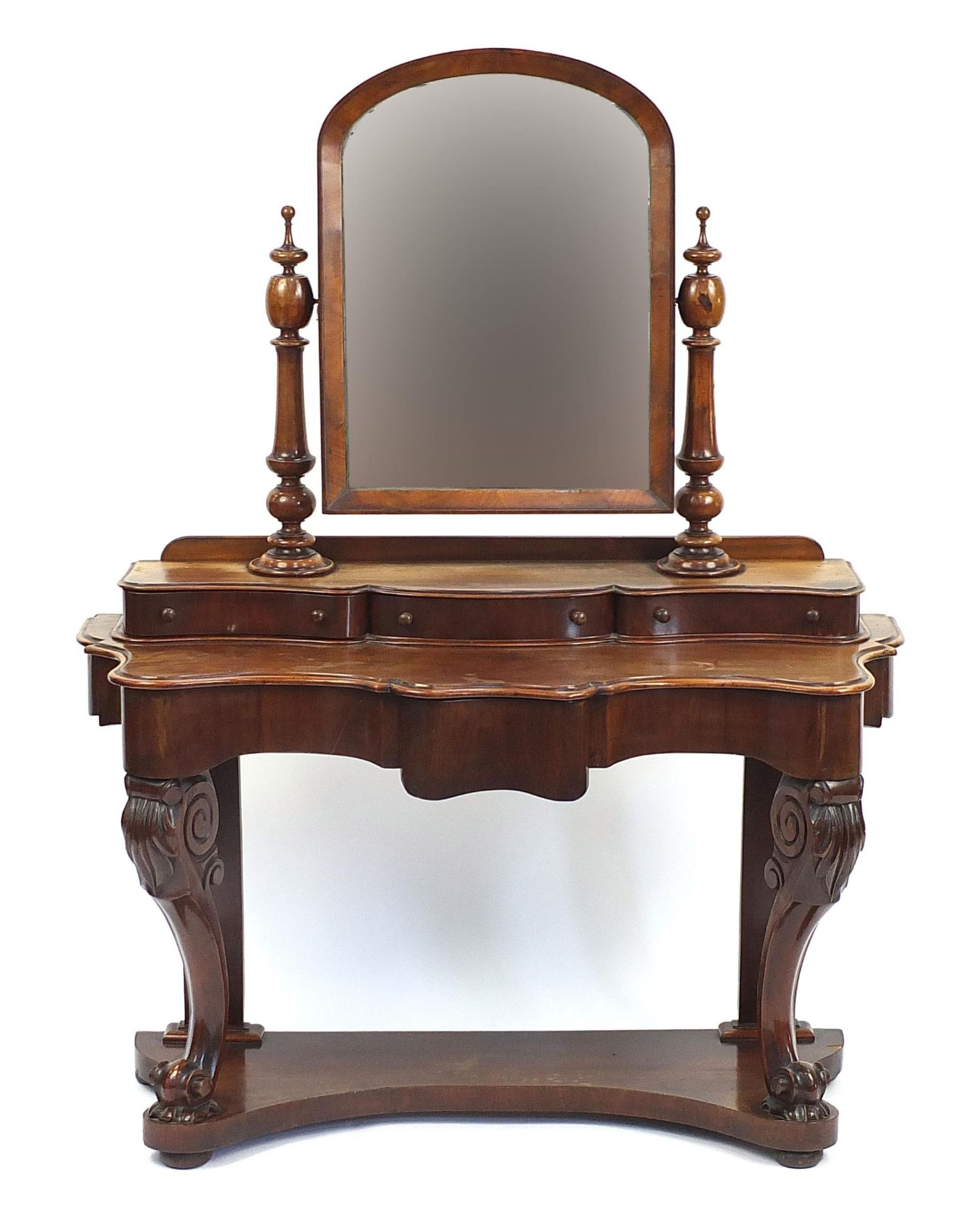 Victorian mahogany Duchess dressing table with swing mirror, 155cm H x 120cm W x 53cm D - Image 2 of 5