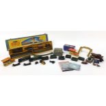 Model railway including a Hornby 00 electric train set, signal coach, locomotives and two G & R