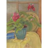 Still life flowers in a bowl, oil on canvas, bearing a monogram AKA, mounted and framed, 59.5cm x