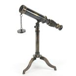 Military interest table telescope with tripod stand, 27cm high