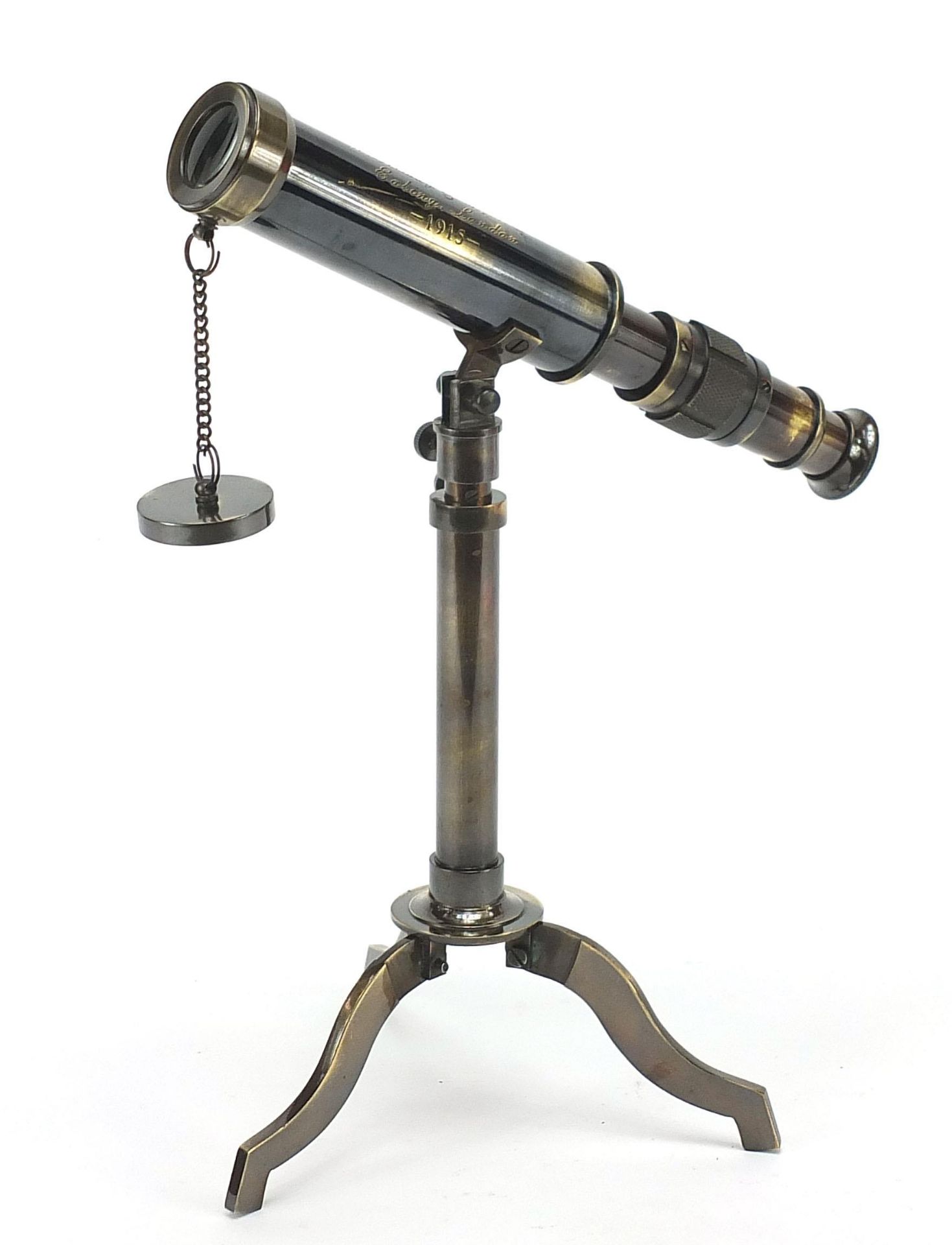 Military interest table telescope with tripod stand, 27cm high