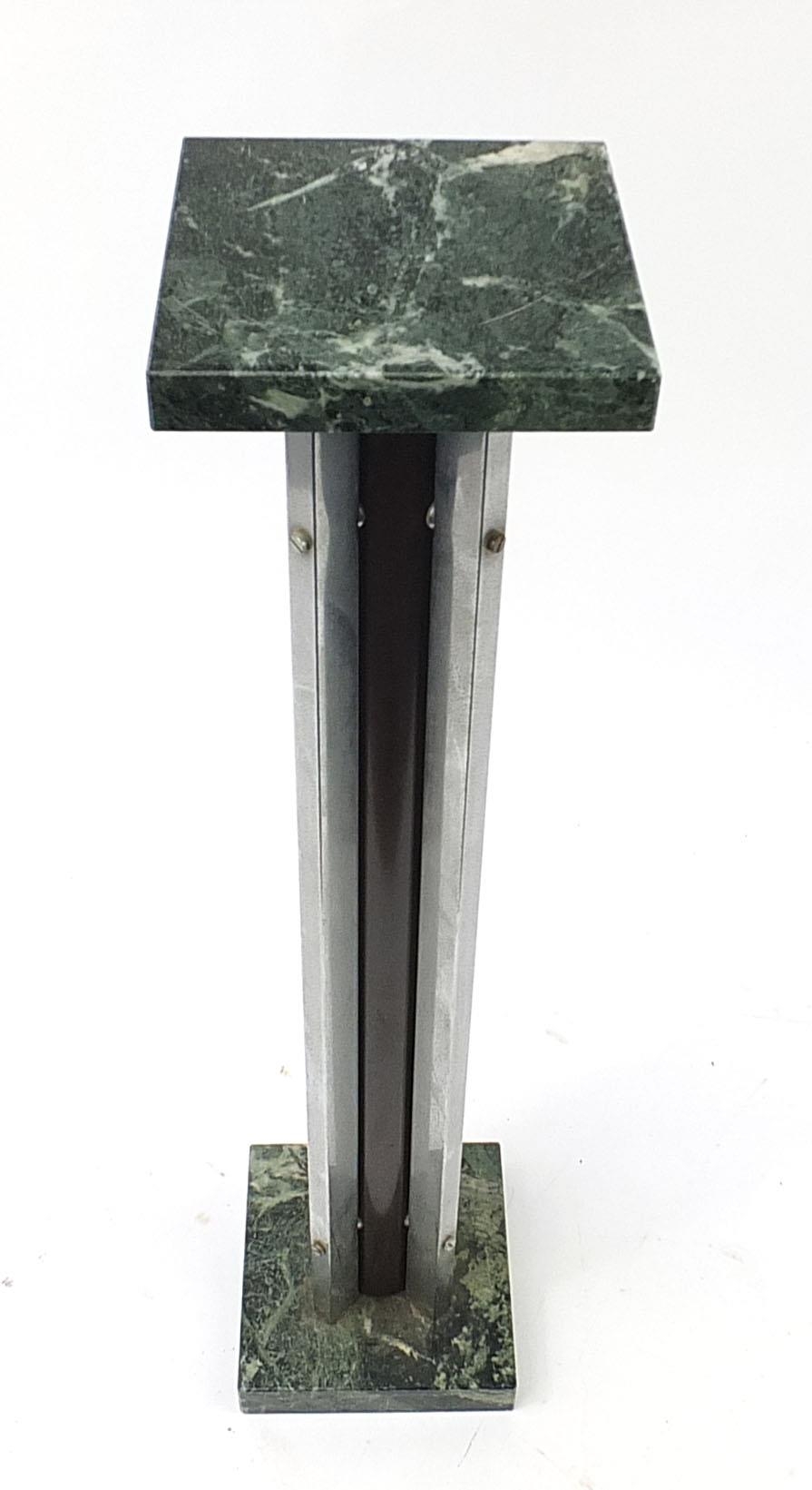 Art Deco design green marbleised chrome and bronzed pedestal, 92cm high - Image 2 of 4