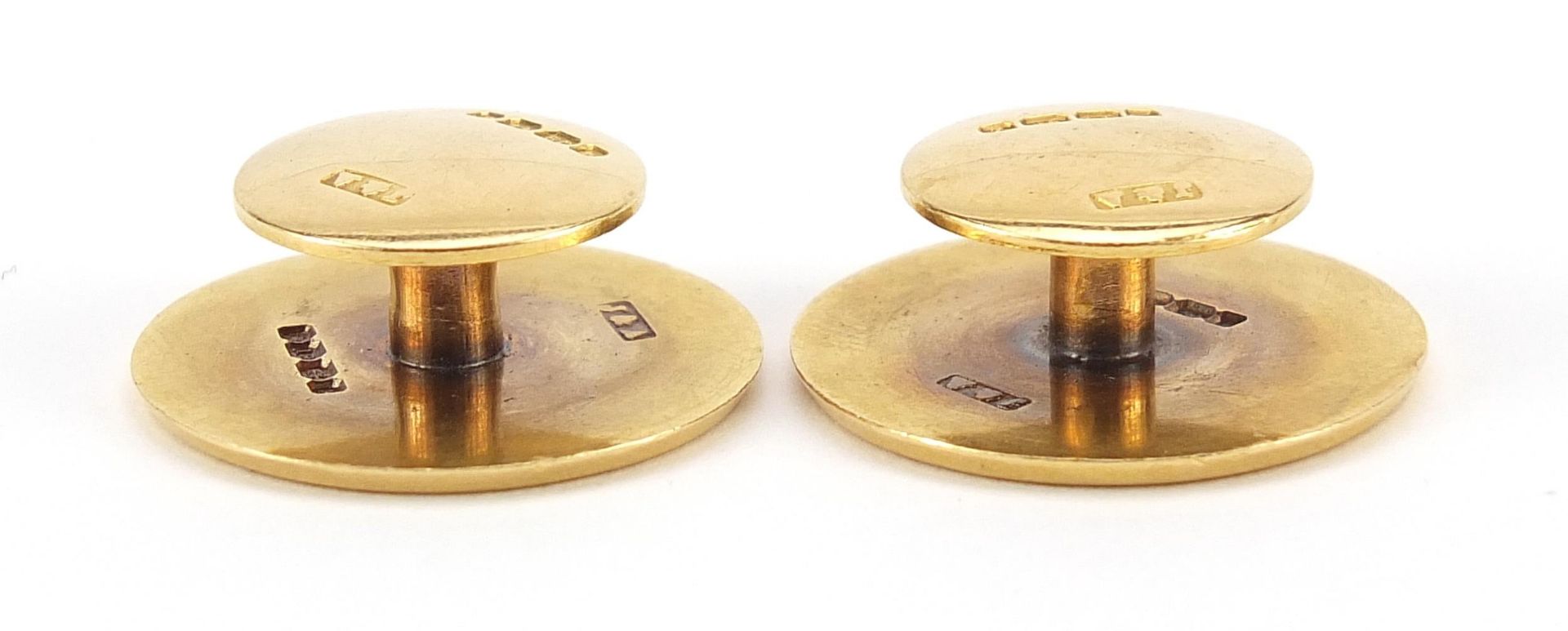 Pair of 18ct gold studs, 2.2cm in diameter, 18.3g - Bild 3 aus 5