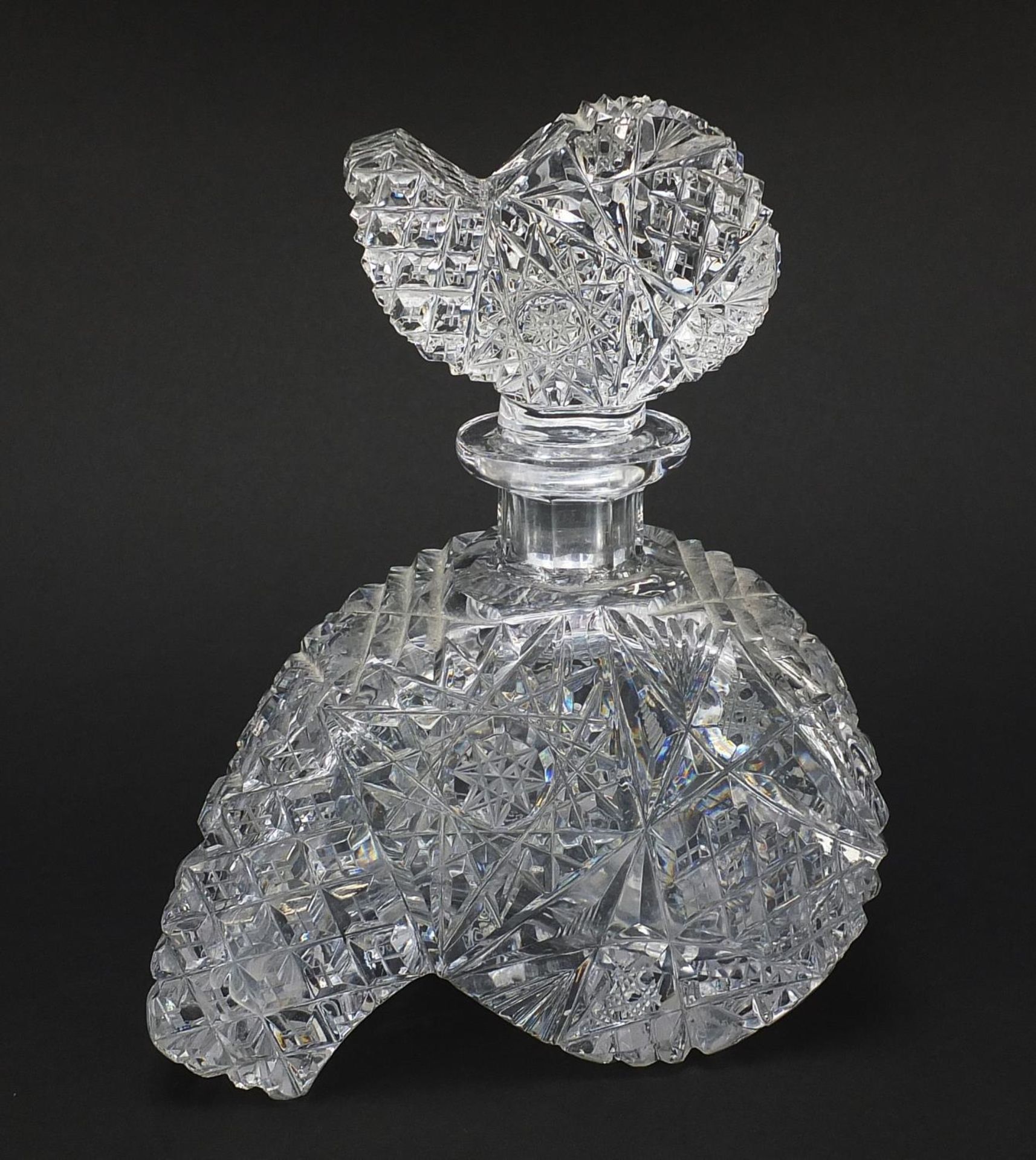 Heavy lead crystal scent bottle with stopper, 20cm high - Image 2 of 7