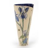 Janita Douglas studio pottery vase with dragonflies and flowers dated 2003, 35cm high
