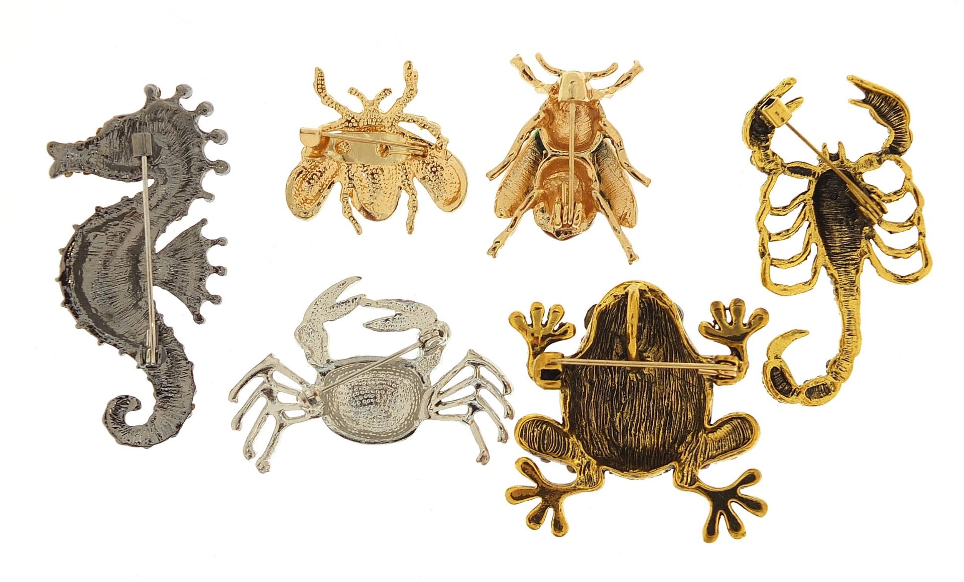 Six jewelled and enamel animal and insect brooches including scorpion and crab, the largest 6cm in - Image 4 of 4