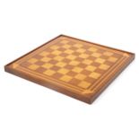 Antique mahogany and boxwood chess board, 45.5cm x 45.5cm