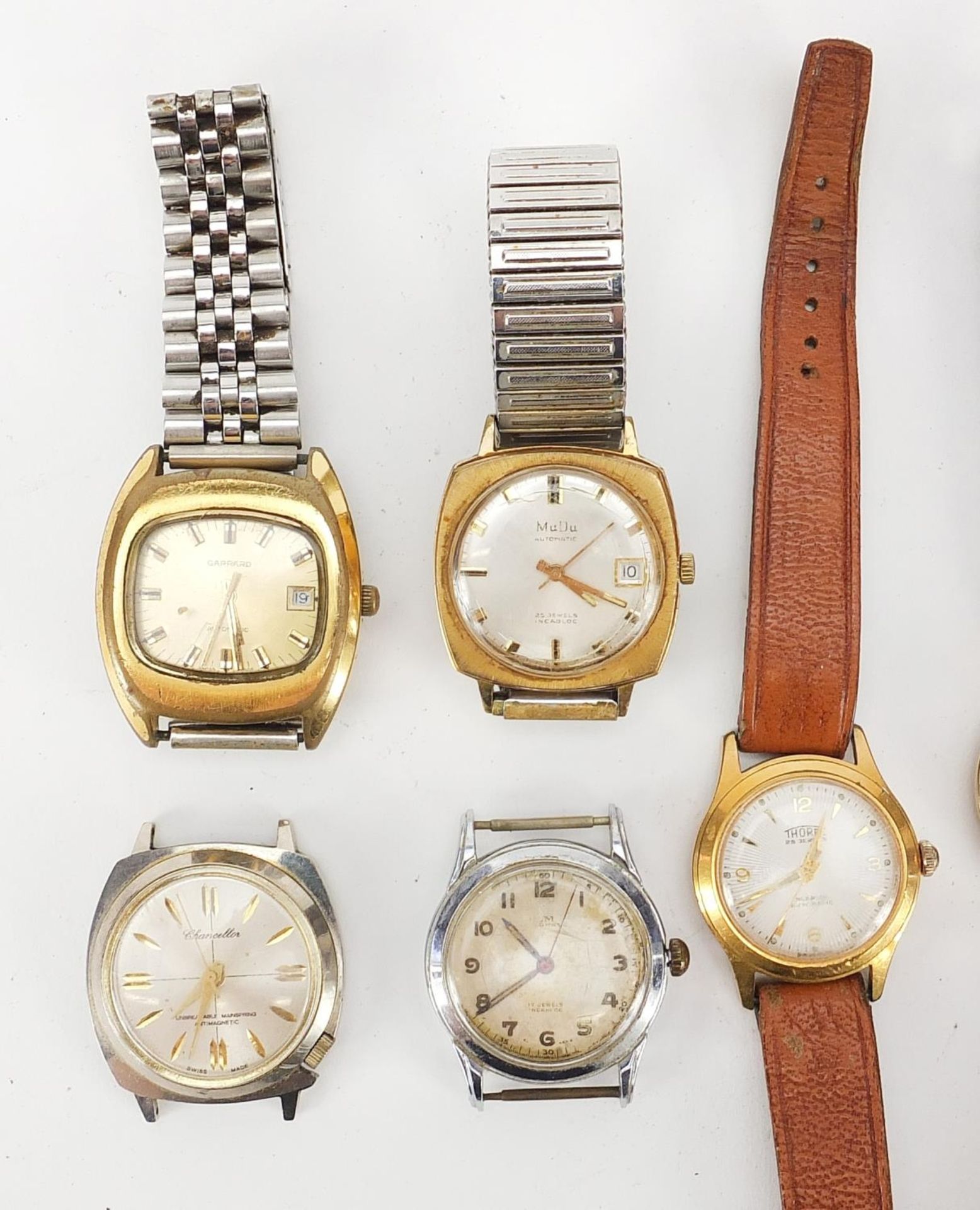 Six vintage gentlemen's wristwatches including Thorne Automatic, Garrard Automatic and Mudu - Image 2 of 5