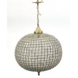 Large ornate globular chandelier with gilt metal mounts, 70cm high x 40cm in diameter