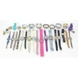 Collection of ladies dress wristwatches and ring watches including Betty Boop