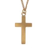 9ct gold cross pendant on a 9ct gold necklace, 3.2cm high and 60cm in length 9.7g