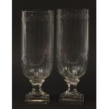 Pair of Georgian style cut class celery vases, 34cm high