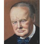Portrait of Winston Churchill, oil on canvas board, monogrammed BCA, unframed, 30.5cm x 25.5cm