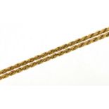 9ct gold rope twist necklace, 50cm in length, 13.0g