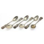Set of six German Antiko 800 silver rose teaspoons housed in a fitted box, 10.5cm in length, 58.5g