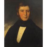 Head and shoulders portrait of a gentleman wearing a cravat, Early 19th century oil on canvas,