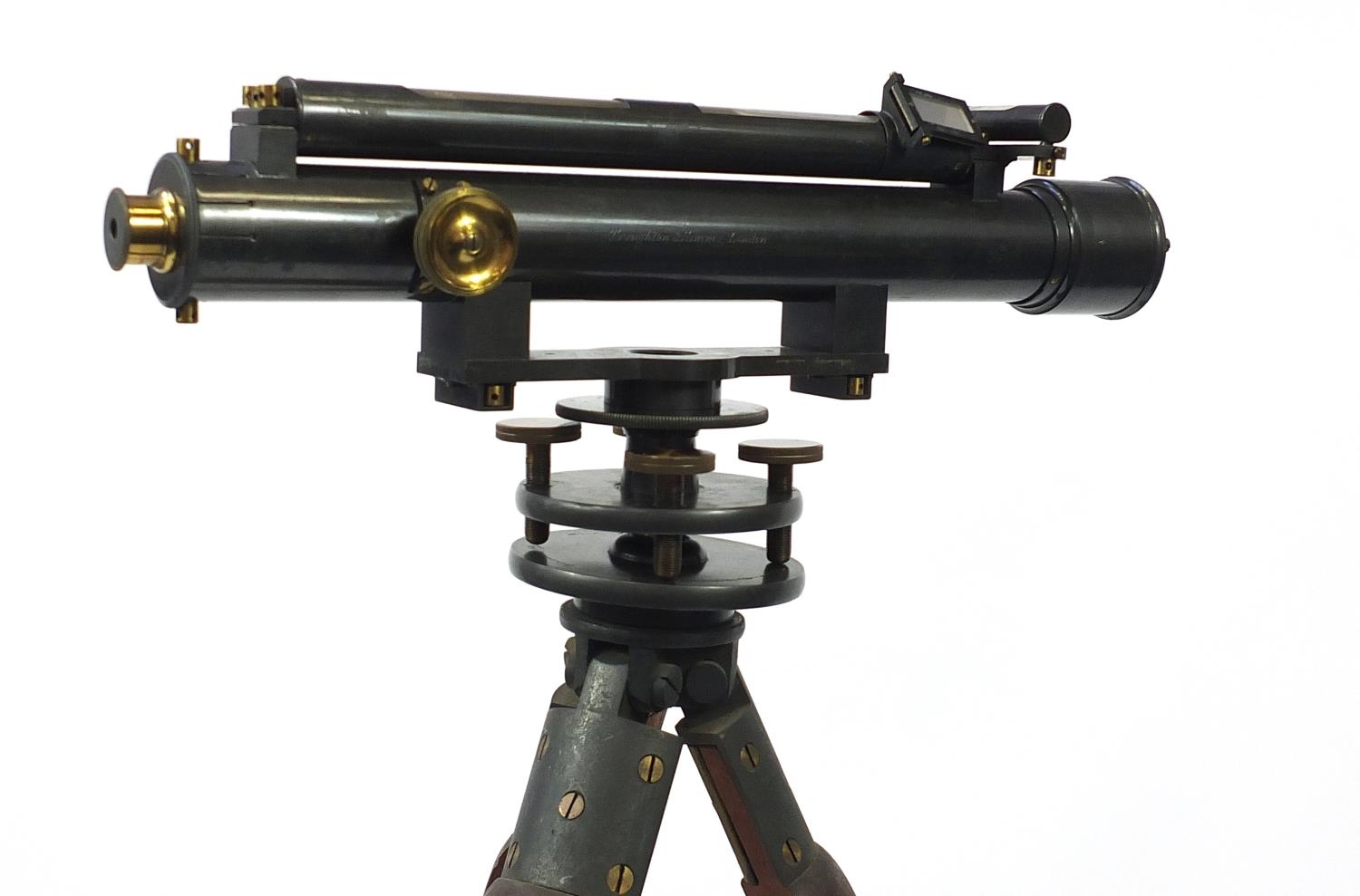 Troughton & Simms of London, Victorian theodolite on stand with mahogany case and accessories, the - Image 7 of 8