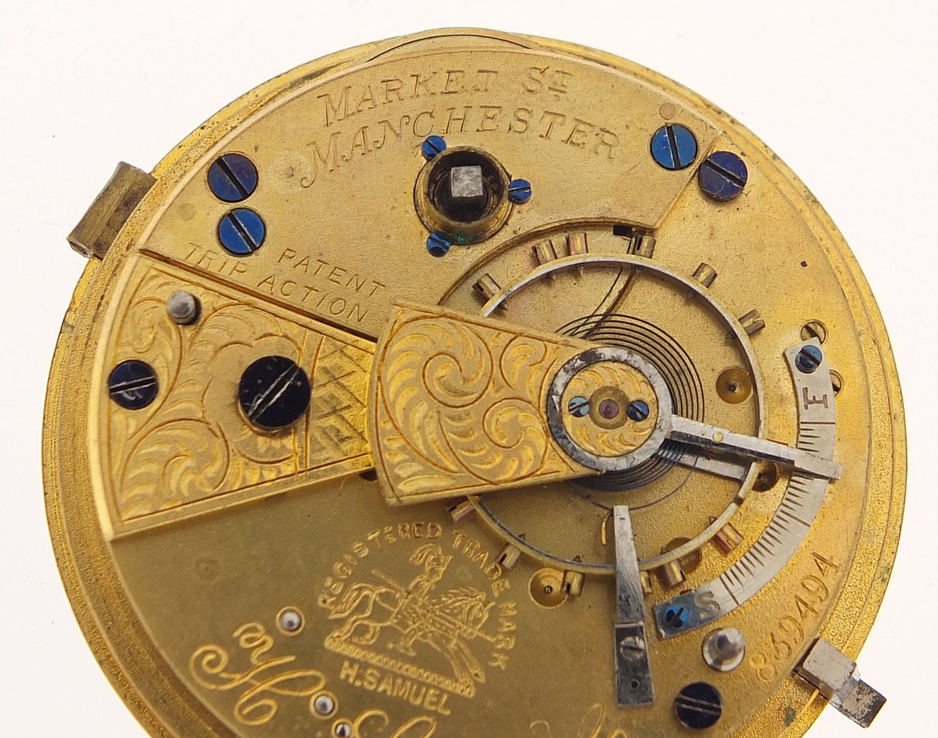 The Climax Trip Action Patent, gentlemen's silver open face pocket watch by H Samuel, the movement - Image 5 of 8