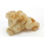 Chinese carved jade crouching dragon, 8cm in length