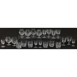 Royal Doulton lead crystal drinking glasses to include six whiskey tumblers and brandy balloons