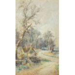 Arthur Reginald Willett - Cottage before woodland, early 20th century watercolour, mounted, framed