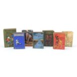 Seven hardback books comprising Gulliver's Travels, Westward Ho!, Robinson Crusoe, The Coral Island,