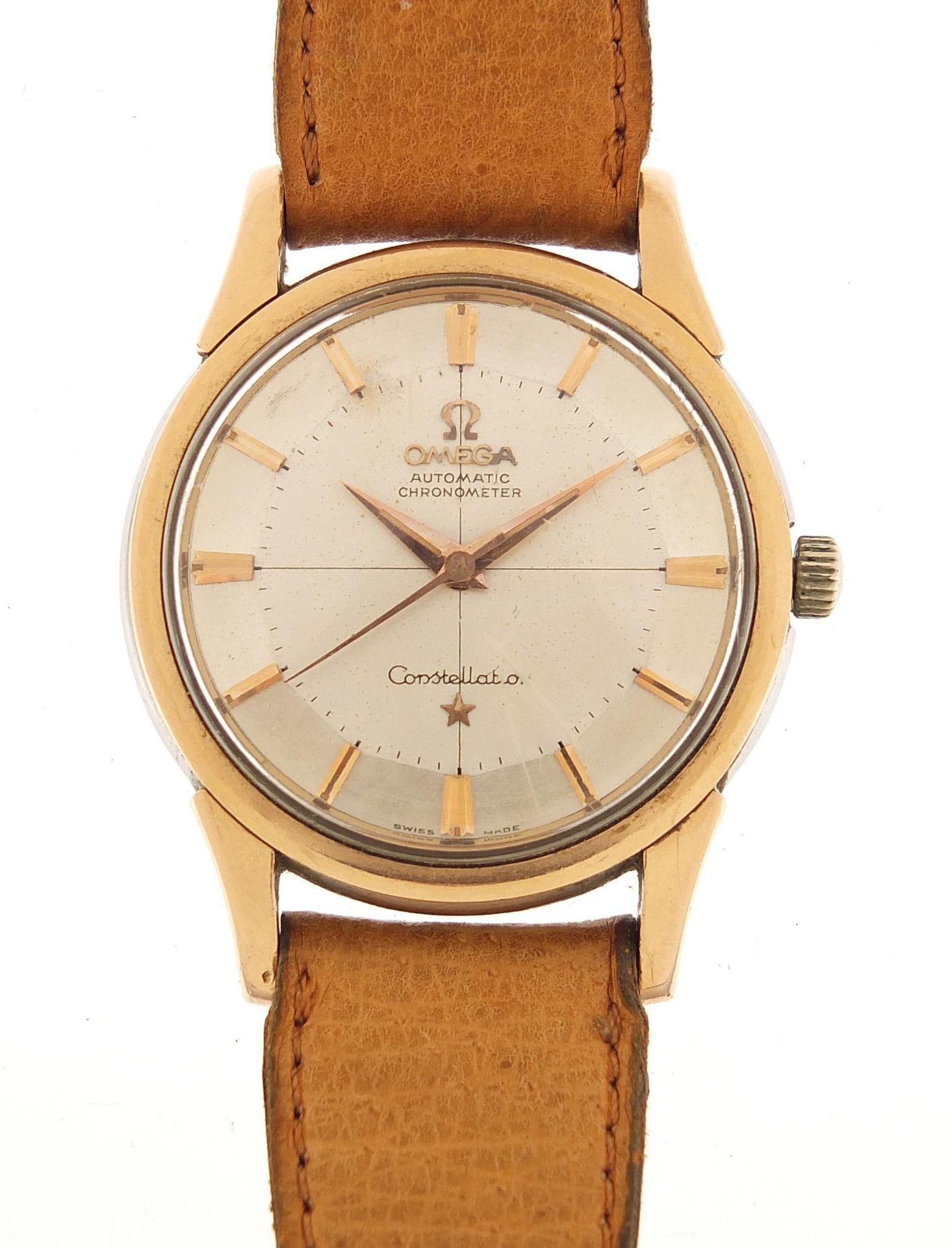 Omega, vintage gentlemen's Omega Constellation automatic wristwatch with crosshair dial, 34mm in