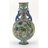 Chinese pottery vase hand painted with a dragon and flowers, 38cm high