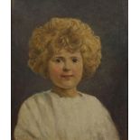 Portrait of a young girl, 20th century American school oil on canvas, indistinctly signed, mounted