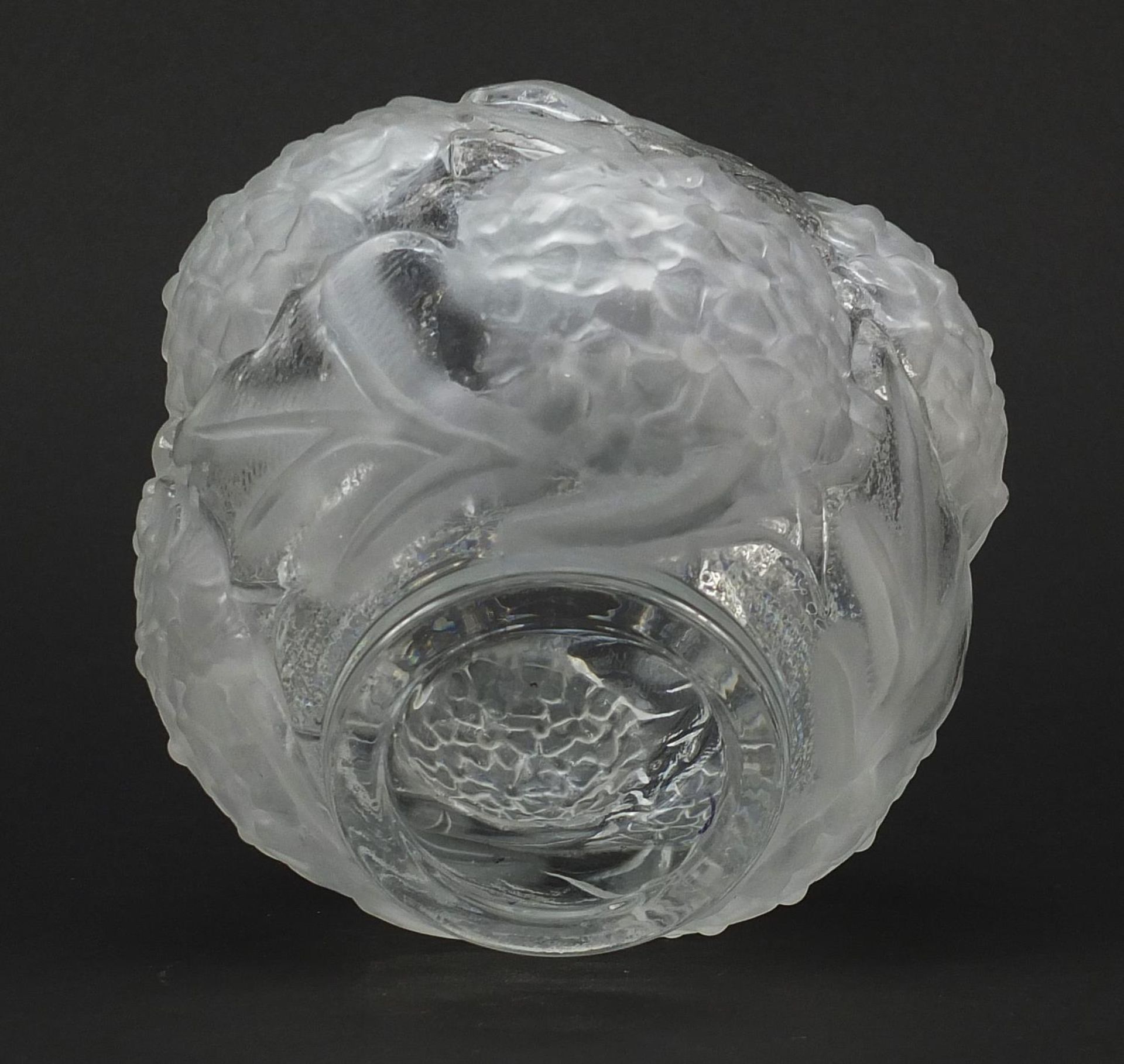 Lalique design frosted and clear glass vase, 16cm high - Image 4 of 4