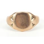 9ct rose gold blank signet ring, Chester 1912, size U, 4.4g