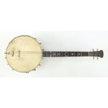 Vintage four string banjo with carry case, 76cm in length