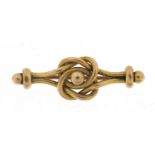 Victorian unmarked gold bar brooch, (tests as 9ct gold) 3.5cm wide, 4.4g