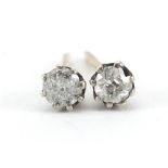 Pair of 9ct gold diamond solitaire stud earrings, 3.6mm in diameter, 0.5g