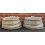 Pair of stoneware garden sack design planters, 25cm high x 40cm wide