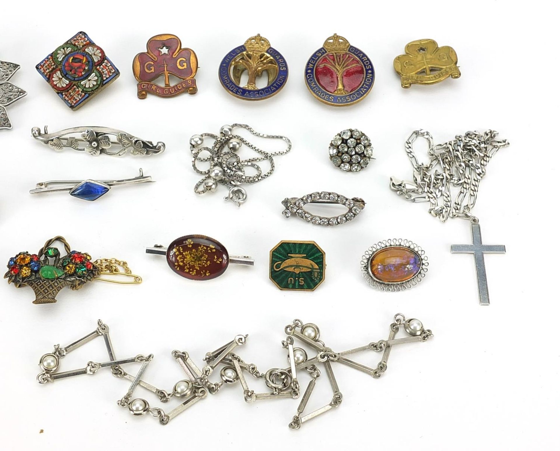 Vintage and later costume jewellery including silver brooches, enamelled Welsh Guards Comrade's - Image 3 of 7