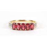 9ct gold garnet and diamond ring, size N, 2.1g