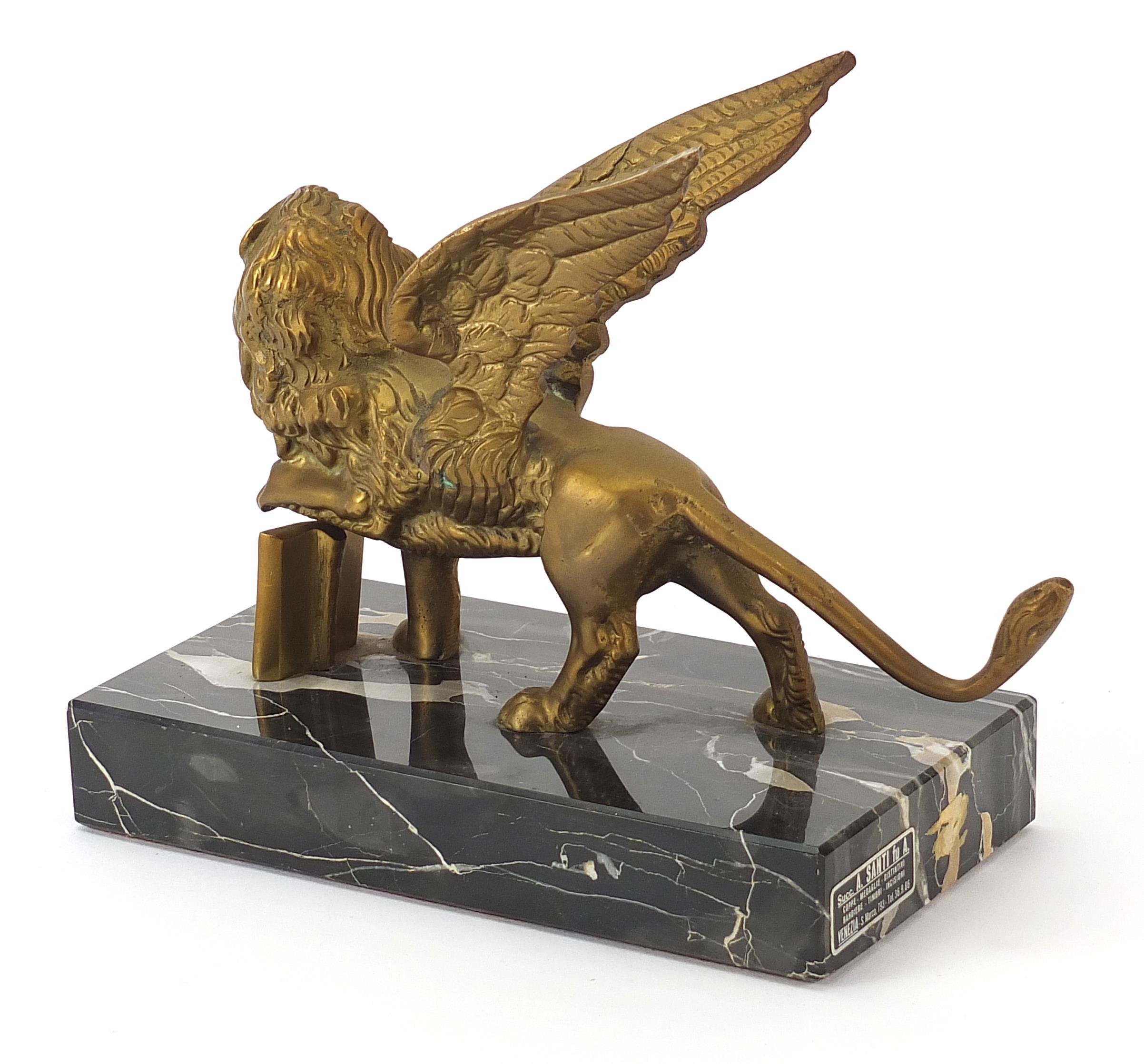 Italian bronzed study of a mythical animal raised on a rectangular marble base with A Santi - Image 4 of 6