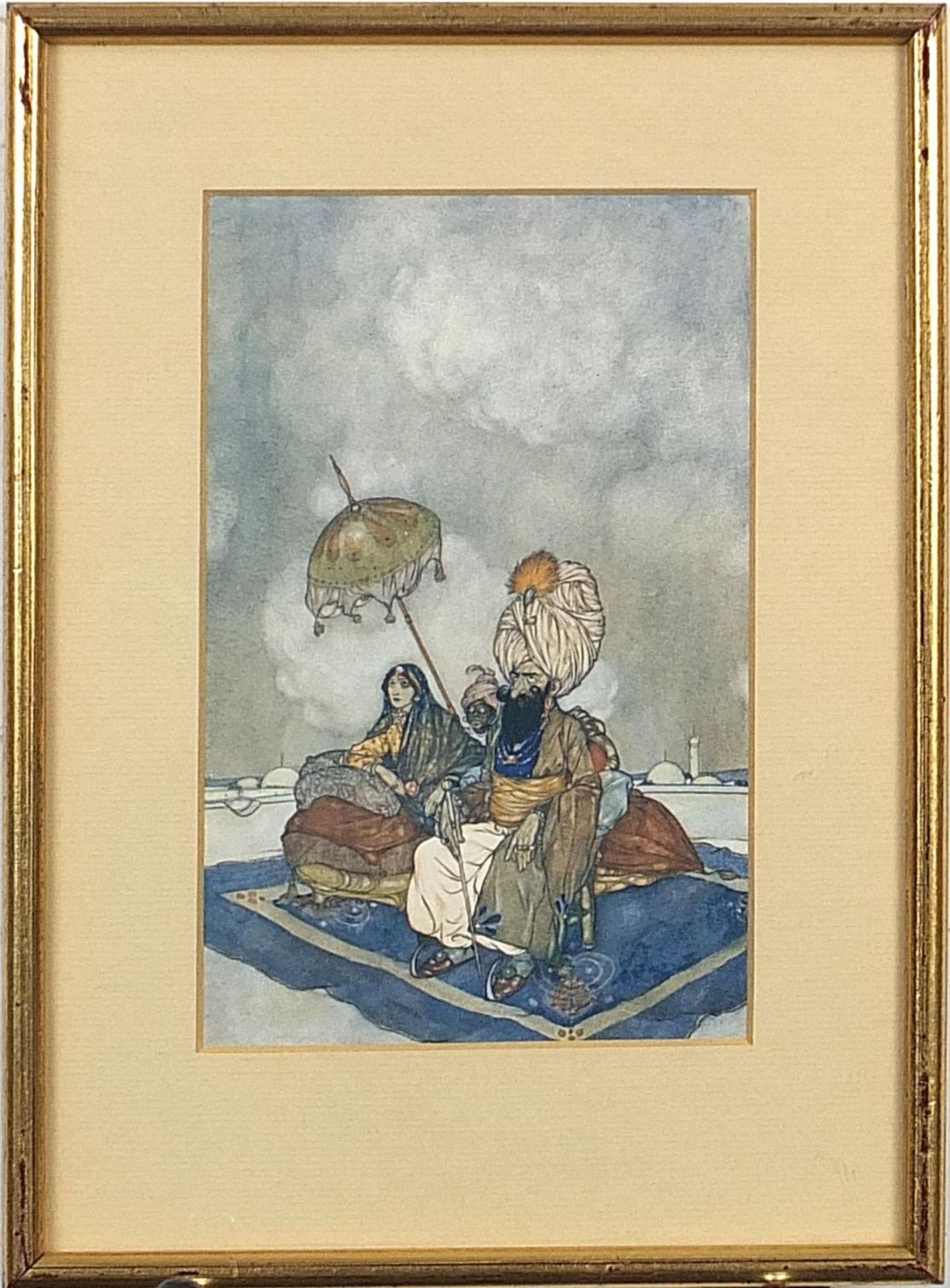 After Edmund Dulac - Seven prints in colour including a mosque and females dancing, mounted, - Bild 23 aus 28