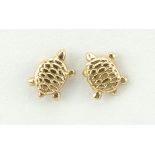 Pair of unmarked 9ct gold tortoise stud earrings, 6.5mm wide, 0.5g