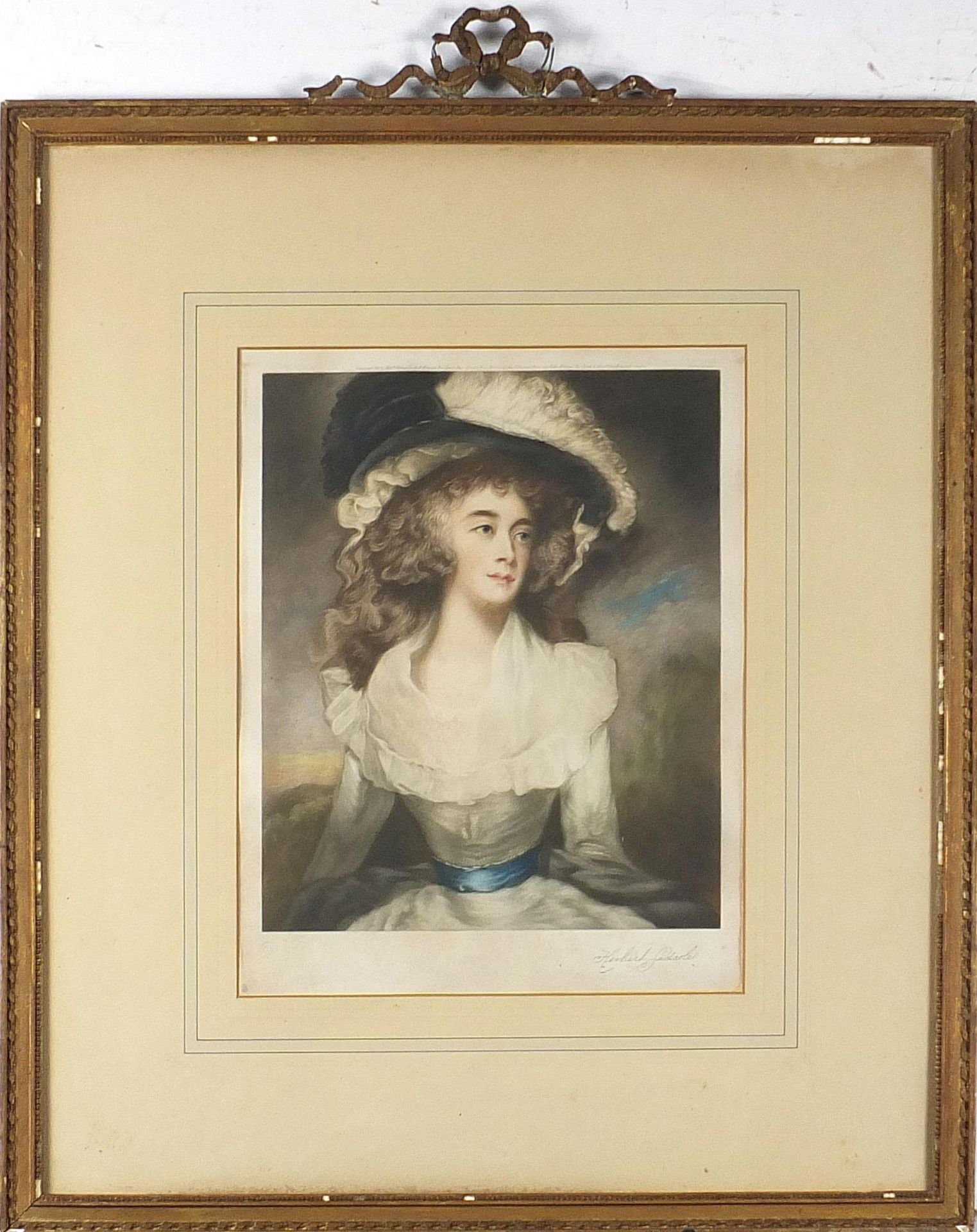 Herbert Sedcote - Portrait of a lady wearing a hat, pencil signed print in colour, embossed blind - Bild 2 aus 6