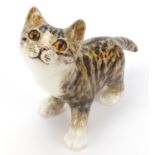 Winstanley pottery standing cat with glass eyes, 25cm in length