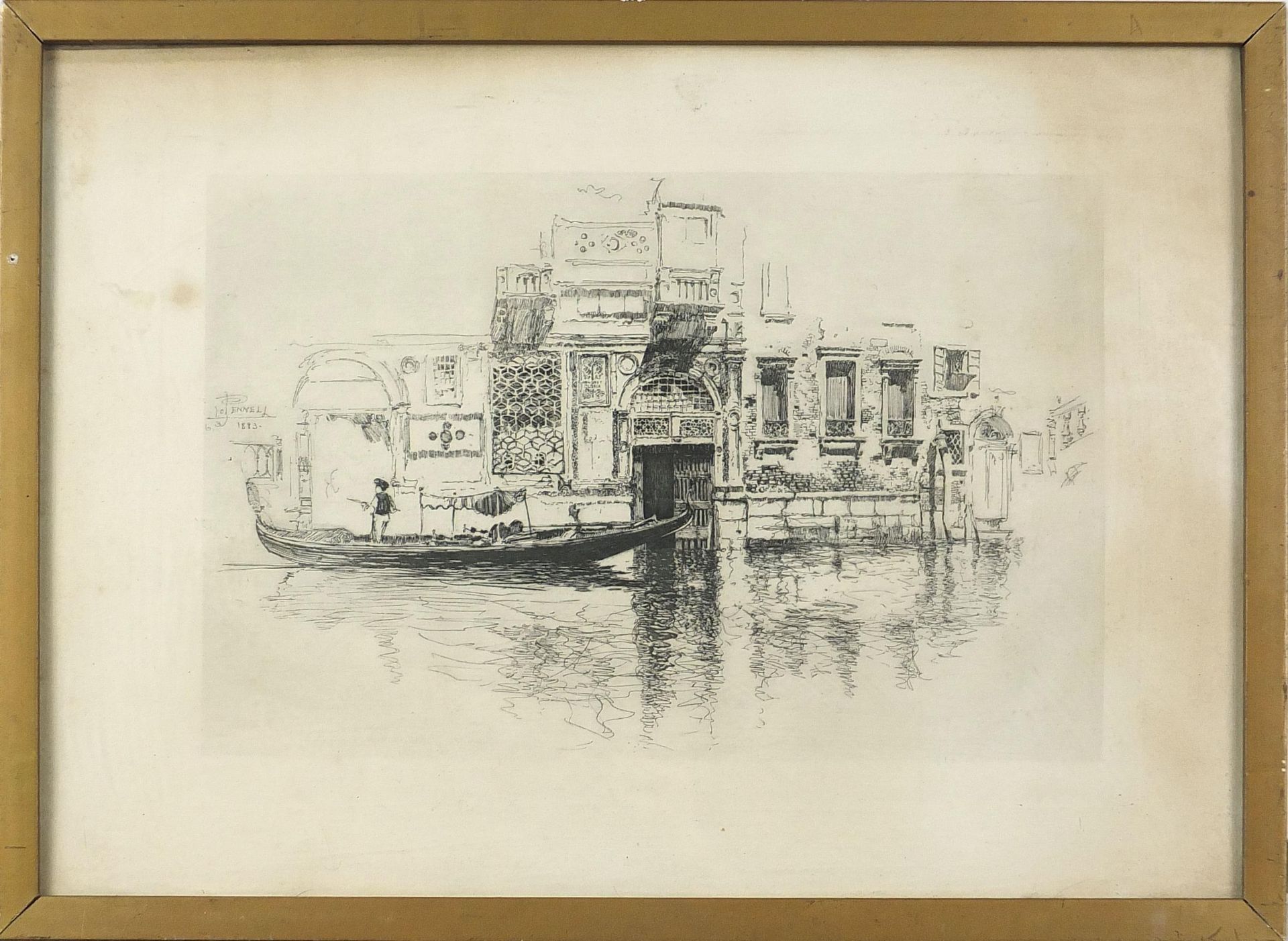 Five antique and later prints including Regent's Quadrant, The Pavilion and a Venetian canal with - Image 3 of 30