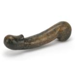 Islamic green hardstone phallus, 27cm in length